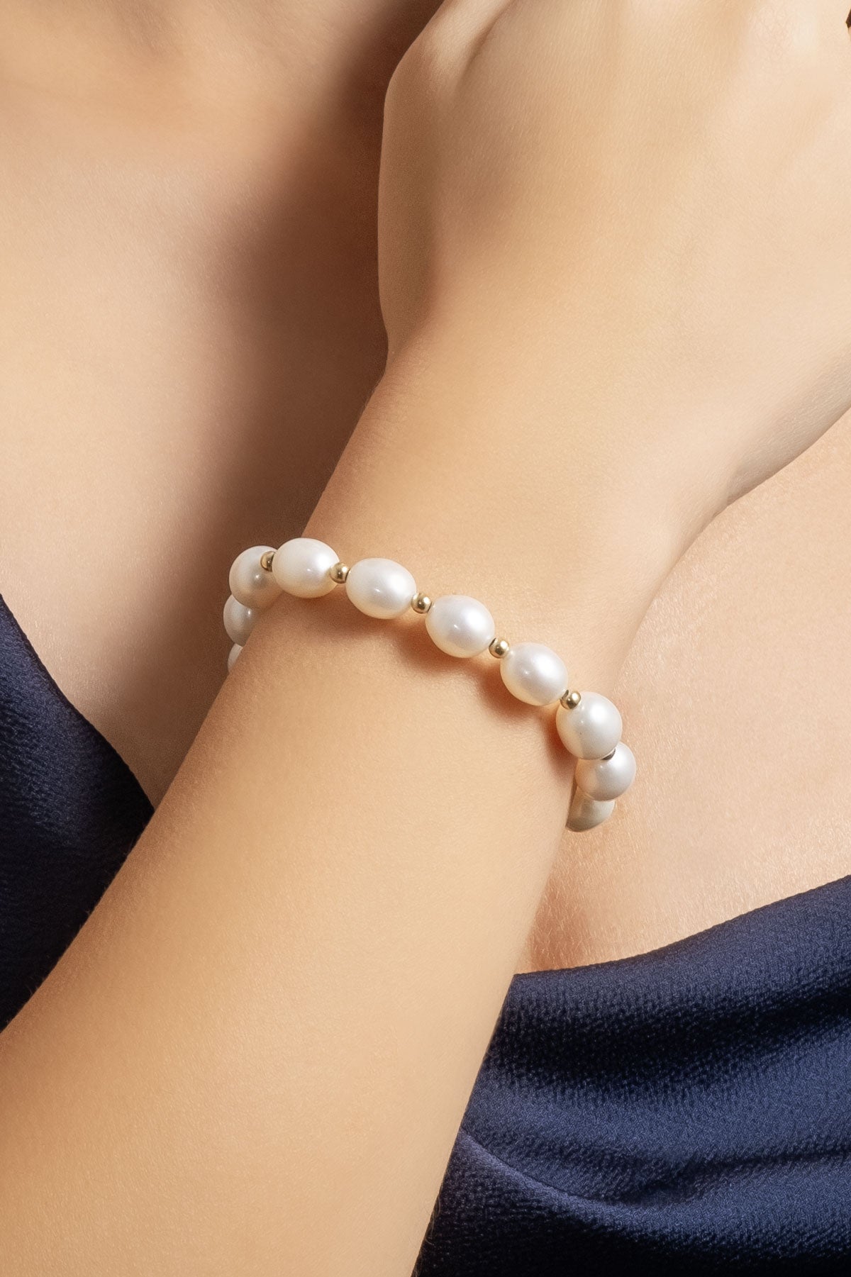 Doğal Inci Taşlı 14 Ayar Altın Bileklik M00301233620