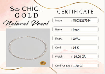 Doğal Inci Taşlı 14 Ayar Sarı Altın 45 Cm Kolye M00312173643