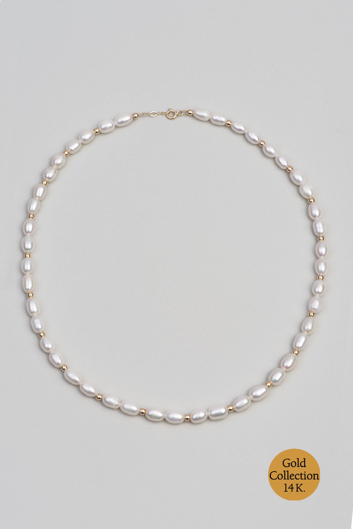 Doğal Inci Taşlı 14 Ayar Sarı Altın 45 Cm Kolye M00312173643