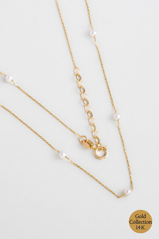 Doğal Inci Taşlı 14 Ayar Sarı Altın Kolye M003260093644