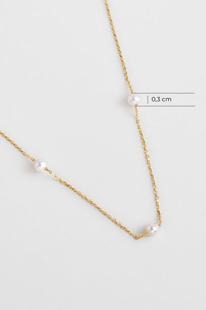 Doğal Inci Taşlı 14 Ayar Sarı Altın Kolye M003260093644