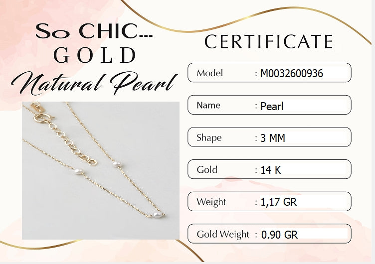 Doğal Inci Taşlı 14 Ayar Sarı Altın Kolye M003260093644