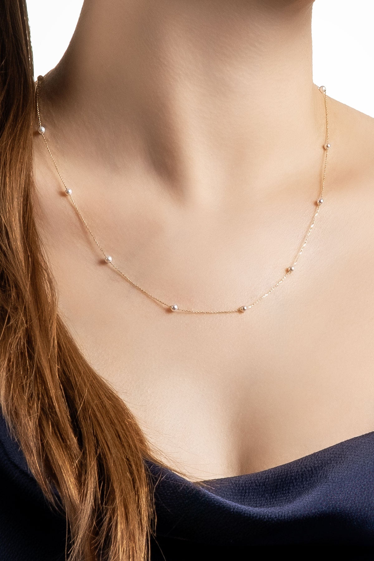 Doğal Inci Taşlı 14 Ayar Sarı Altın Kolye M003260093644