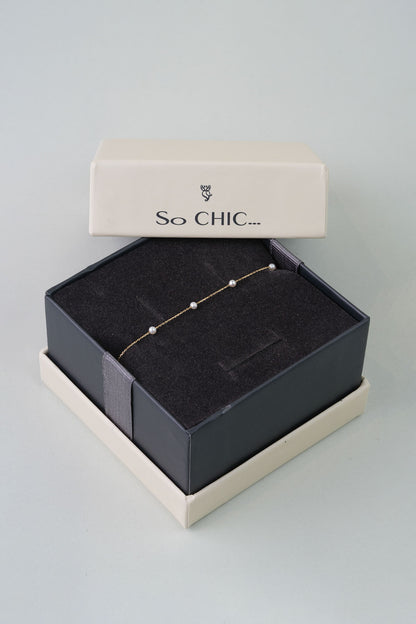 Doğal Inci Taşlı 14 Ayar Sarı Altın Bileklik M003270053644