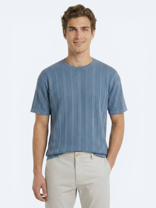 Mavi Çizgili %100 Pamuk T-shirt