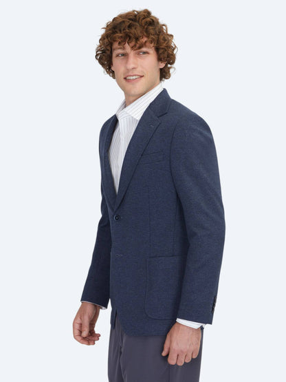 Mavi Çizgili Modern Fit Örme Ceket