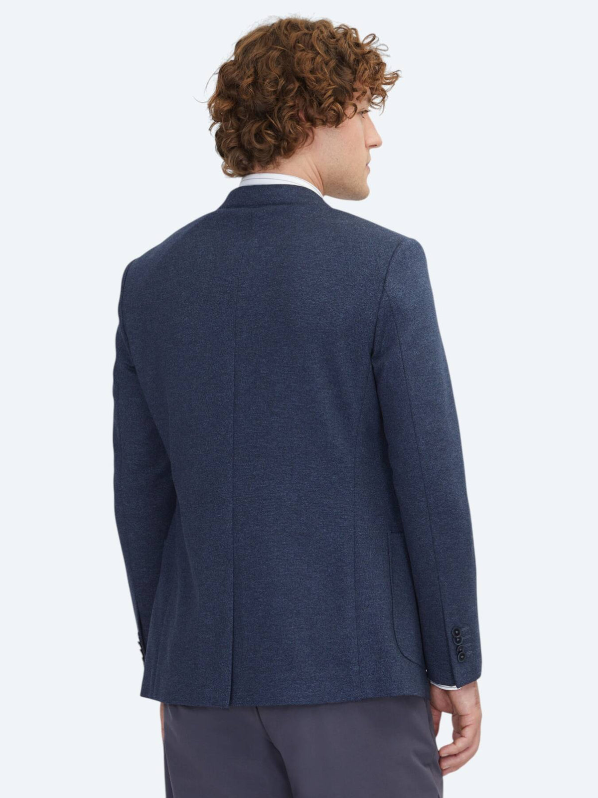 Mavi Çizgili Modern Fit Örme Ceket