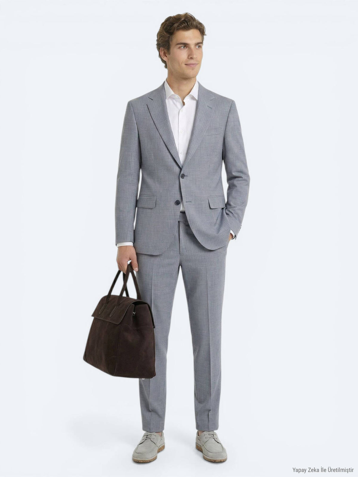 Mavi Çizgili Modern Fit Yün Karışımlı Takım Elbise