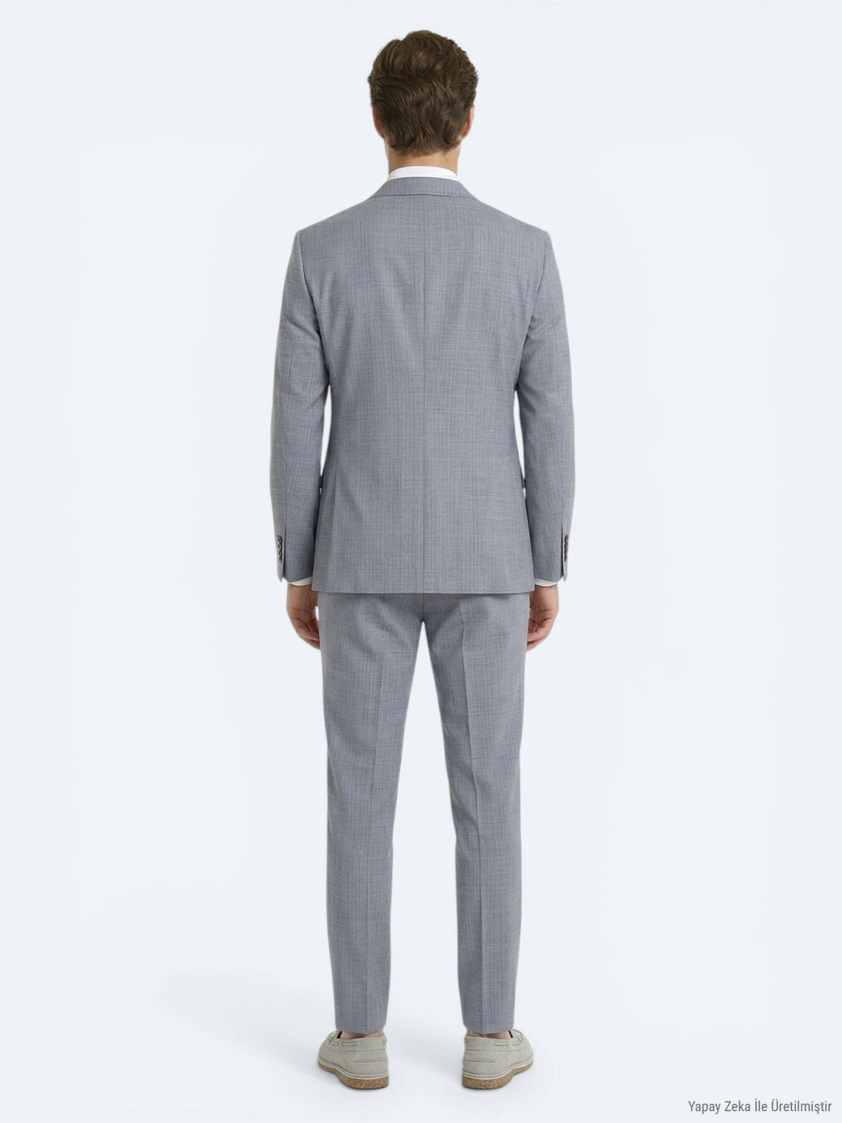 Mavi Çizgili Modern Fit Yün Karışımlı Takım Elbise