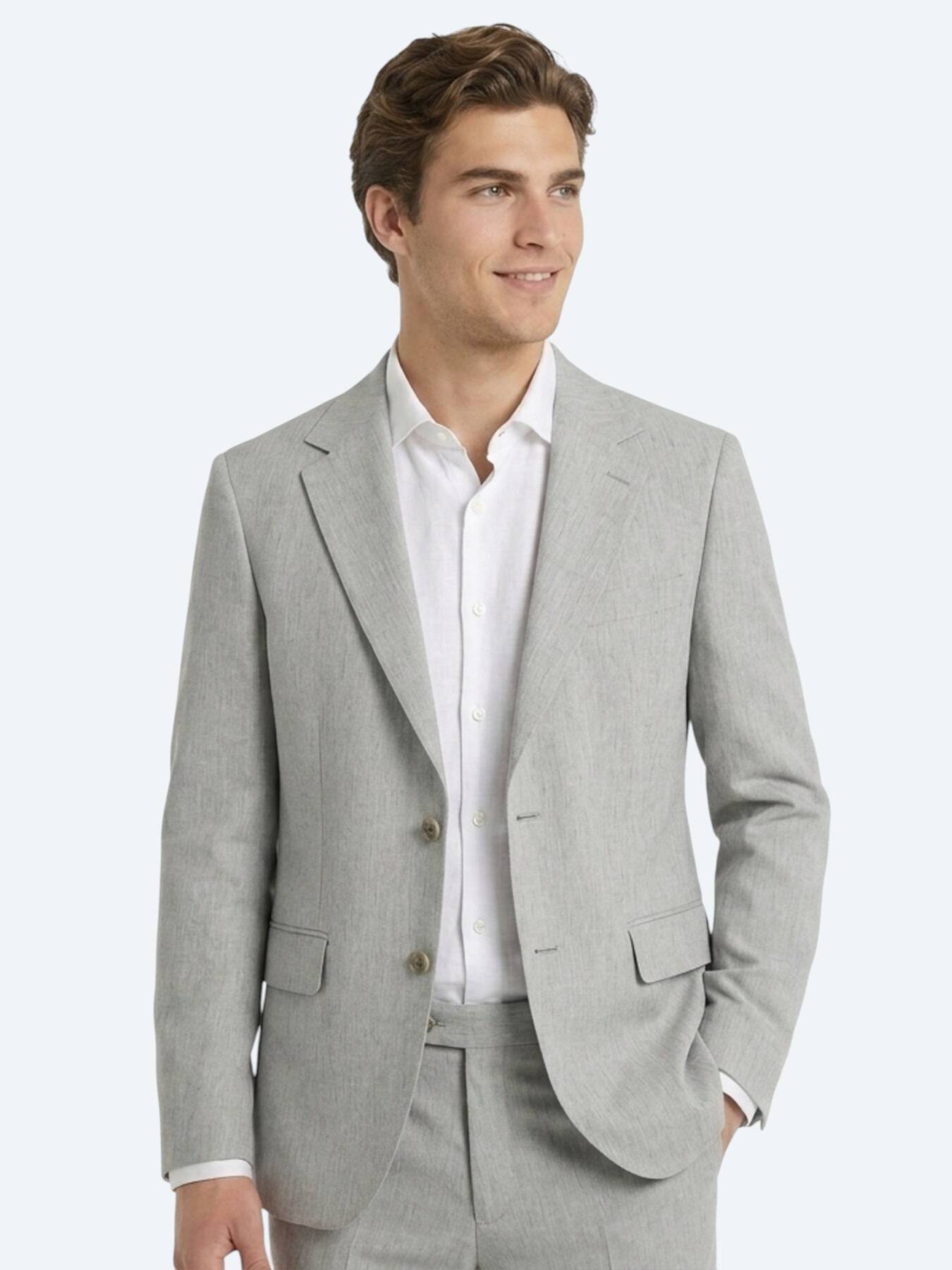 Mavi Desenli Modern Fit Çevre Dostu Keten Karışımlı Takım Elbise