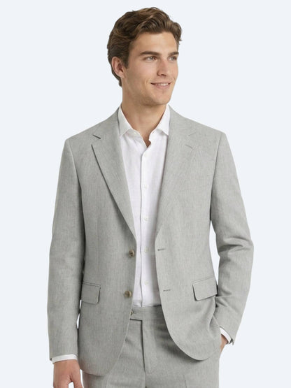 Mavi Desenli Modern Fit Çevre Dostu Keten Karışımlı Takım Elbise