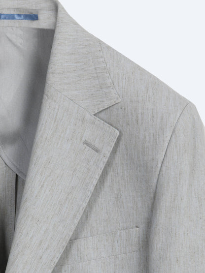 Mavi Desenli Modern Fit Çevre Dostu Keten Karışımlı Takım Elbise