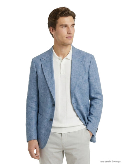 Mavi Modern Fit Keten Karışımlı Ceket