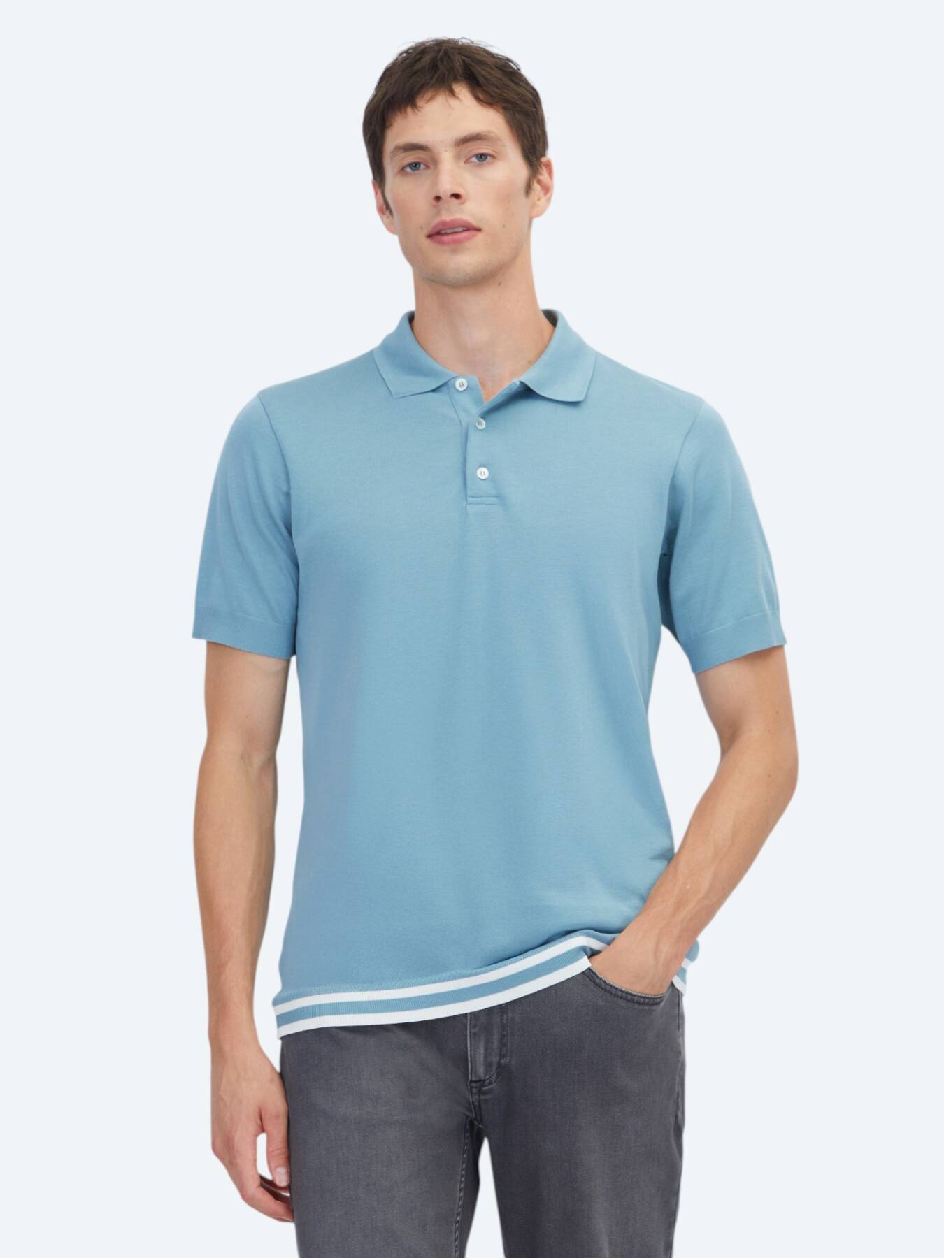 Mavi Düz %100 Pamuk T-shirt