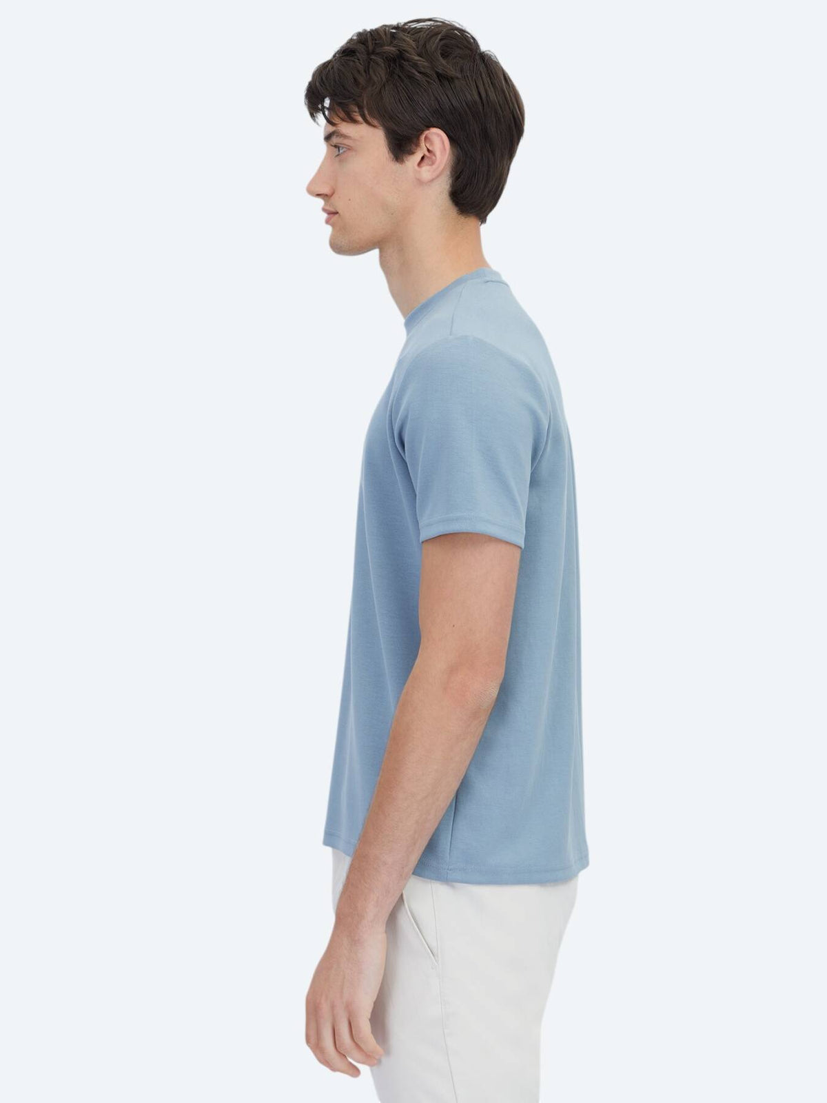 Mavi Düz Bisiklet Yaka T-shirt