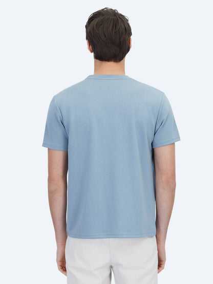 Mavi Düz Bisiklet Yaka T-shirt