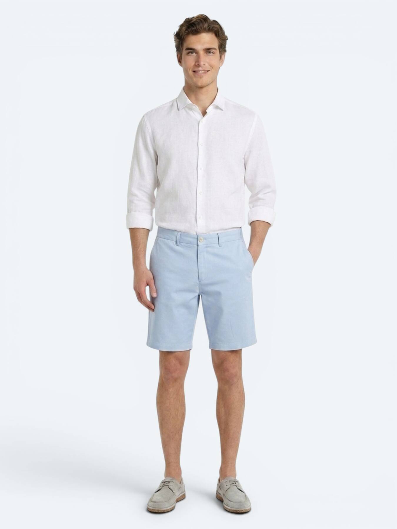 Mavi Düz Kumaş Jogging Fit Casual Bermuda
