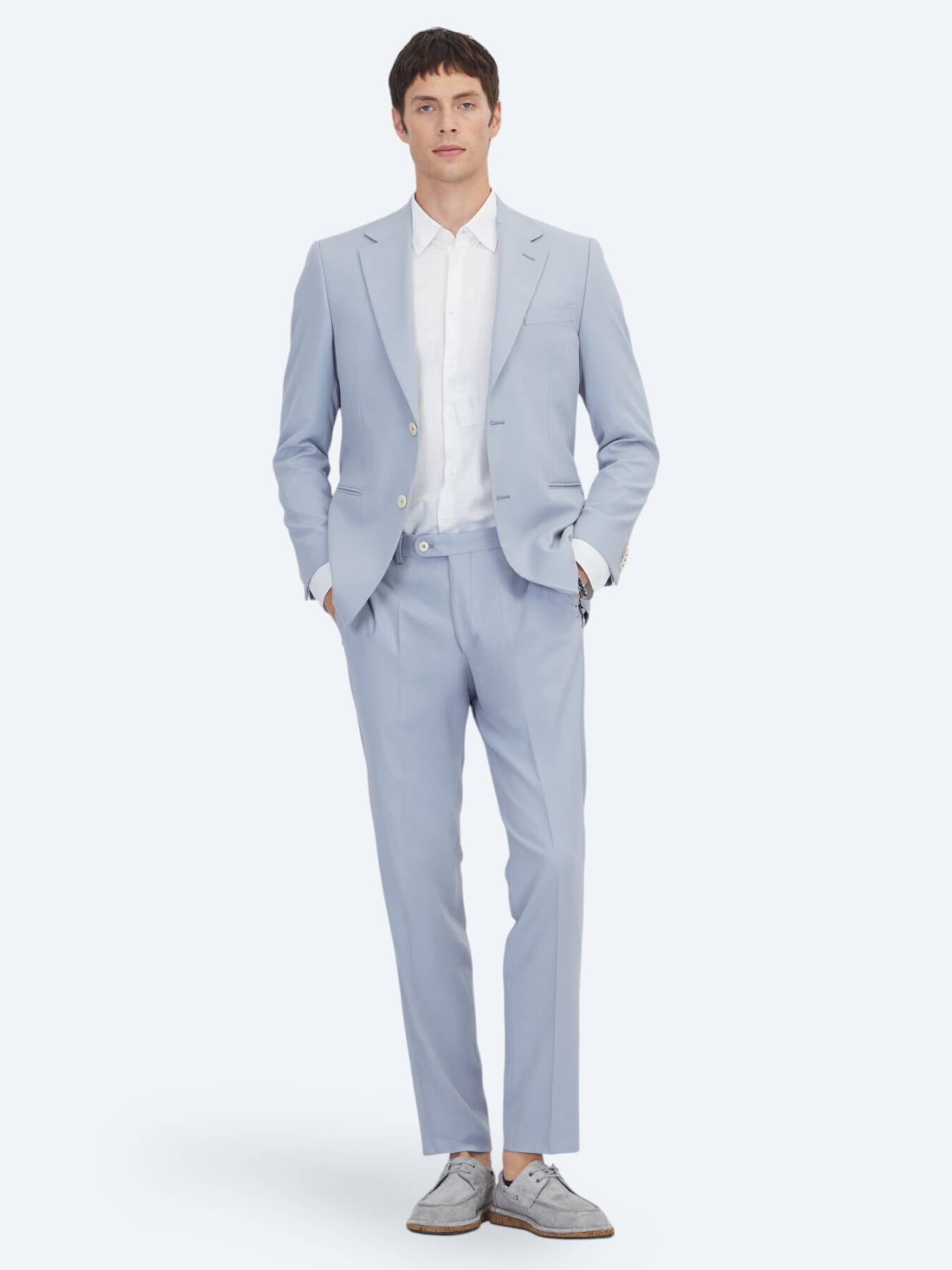 Mavi Düz Modern Fit Takım Elbise