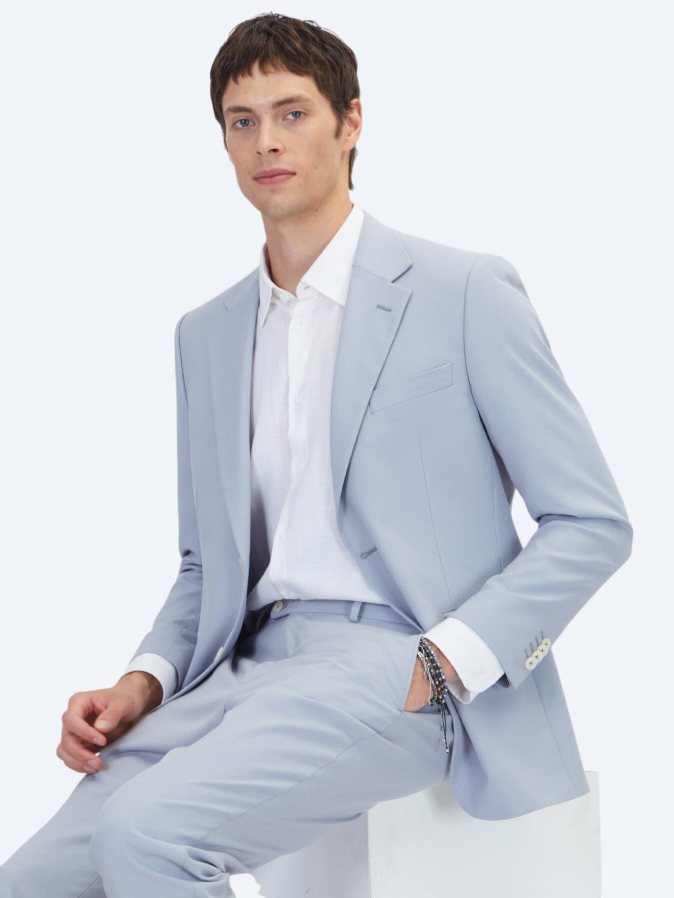 Mavi Düz Modern Fit Takım Elbise