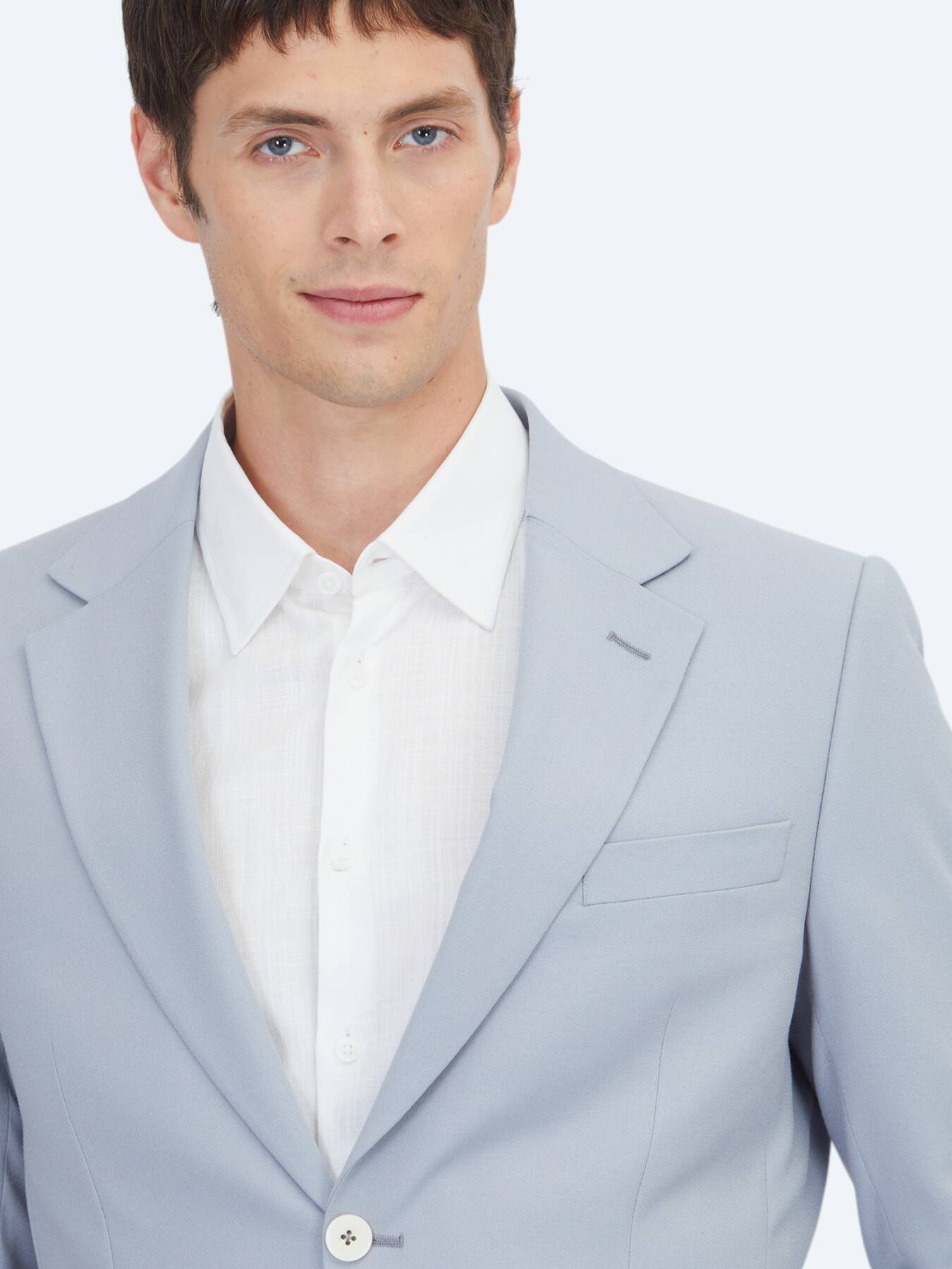 Mavi Düz Modern Fit Takım Elbise