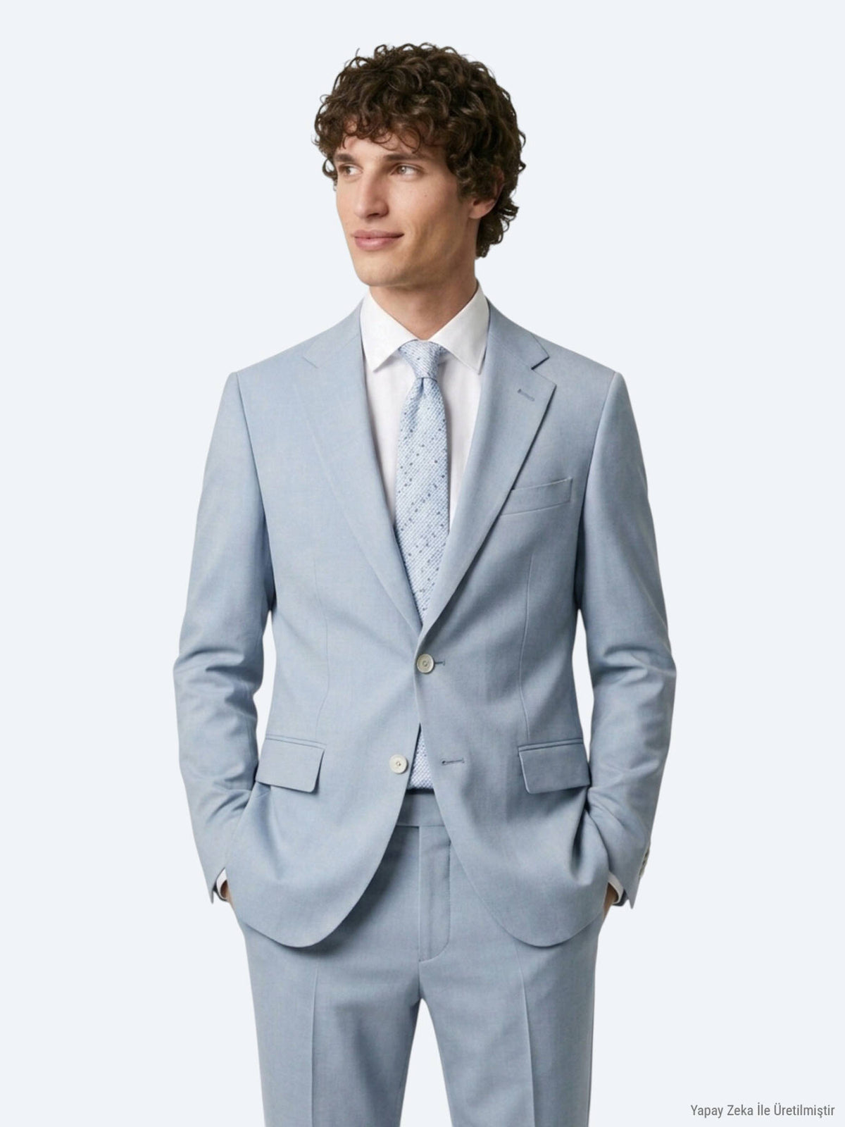Mavi Düz Modern Fit Takım Elbise