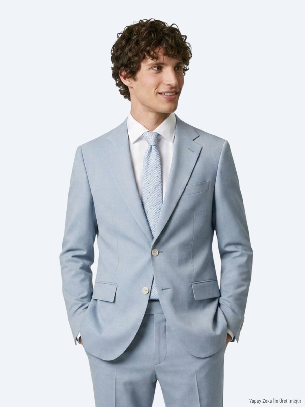 Mavi Düz Modern Fit Takım Elbise