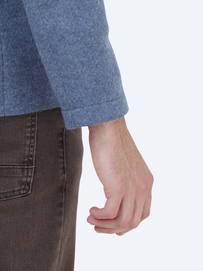 Mavi Düz Modern Fit Yün Karışımlı Örme Ceket