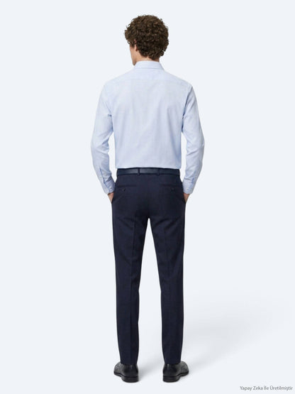 Mavi Düz Regular Fit Uzun Casual Gömlek