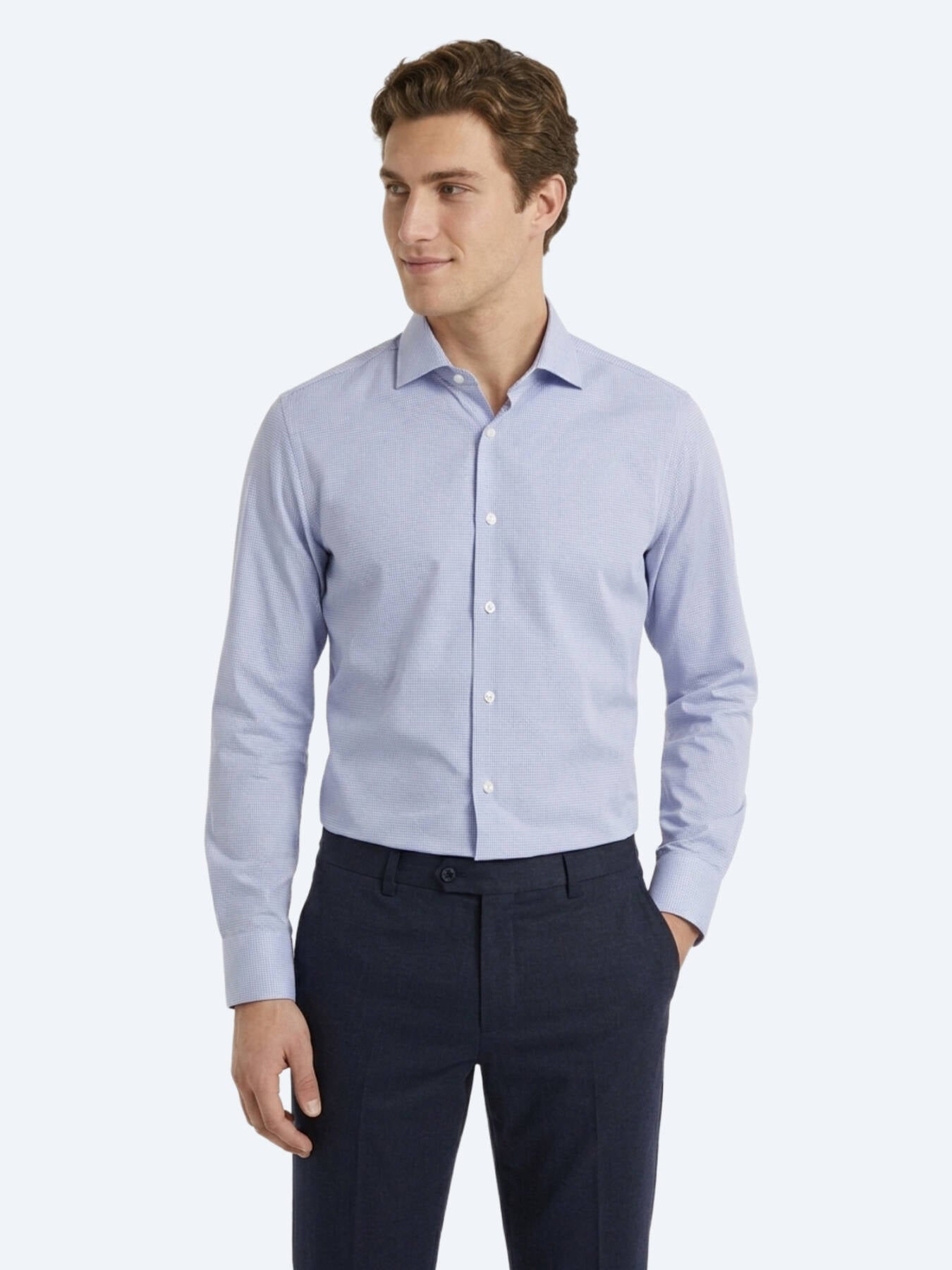 Mavi Mikro Regular Fit Uzun Dokuma Casual %100 Pamuk Gömlek