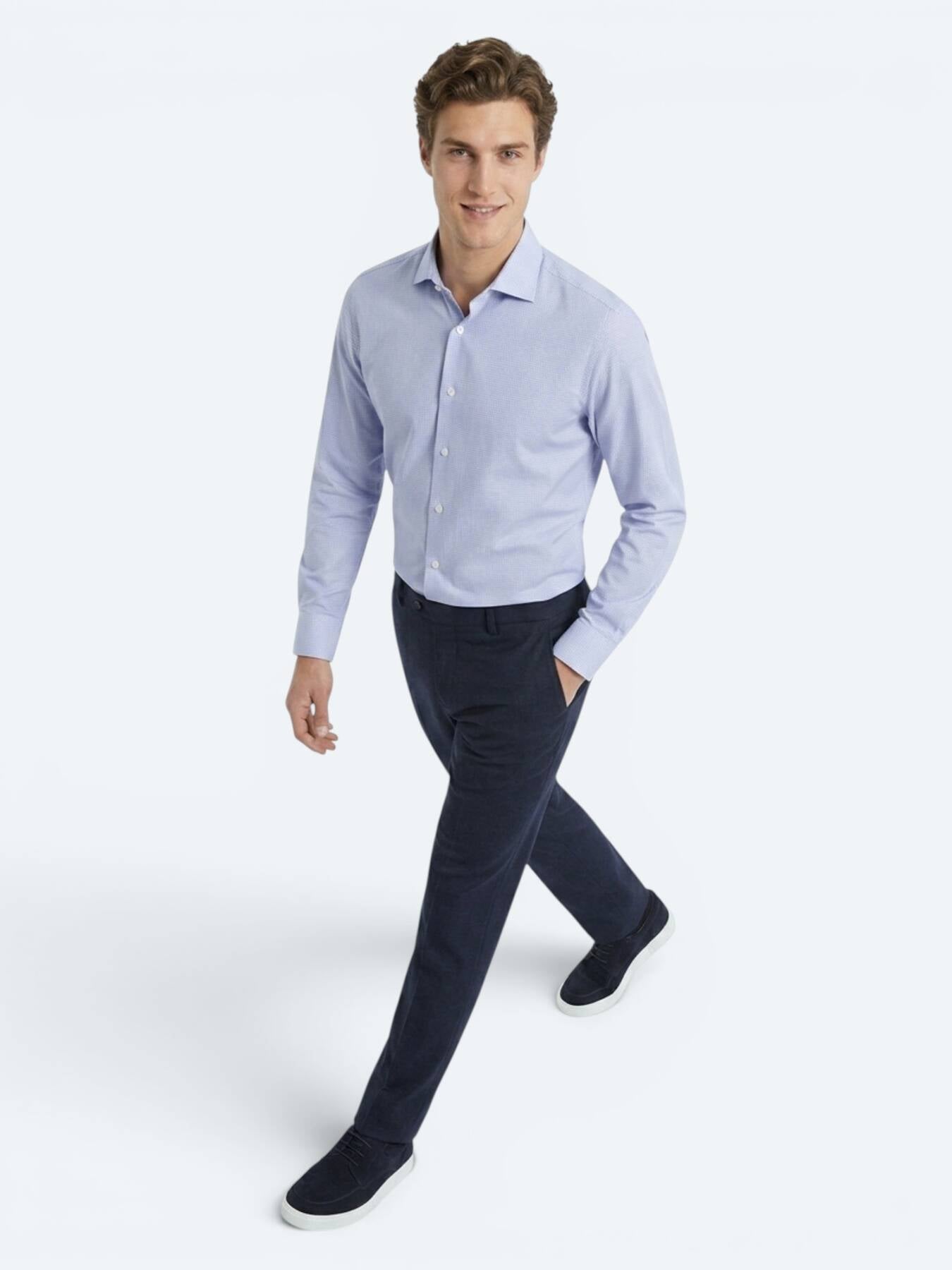 Mavi Mikro Regular Fit Uzun Dokuma Casual %100 Pamuk Gömlek