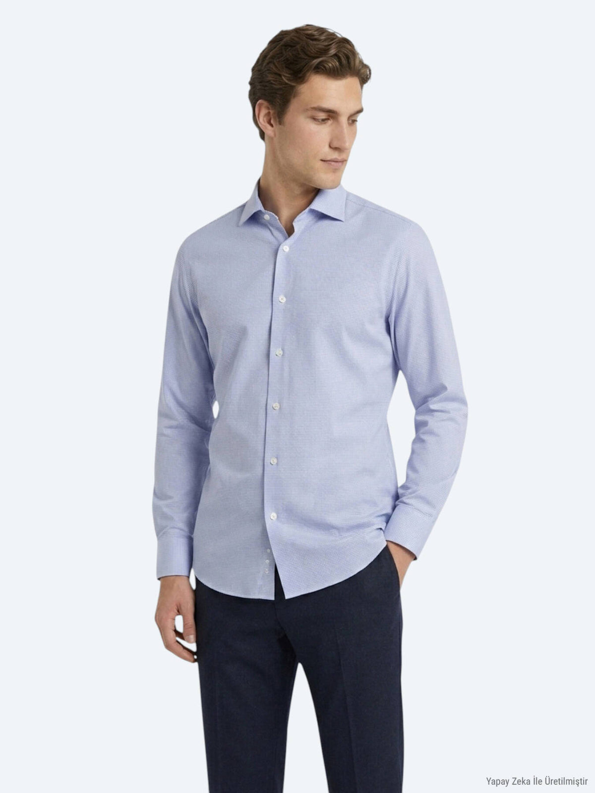 Mavi Mikro Regular Fit Uzun Dokuma Casual %100 Pamuk Gömlek