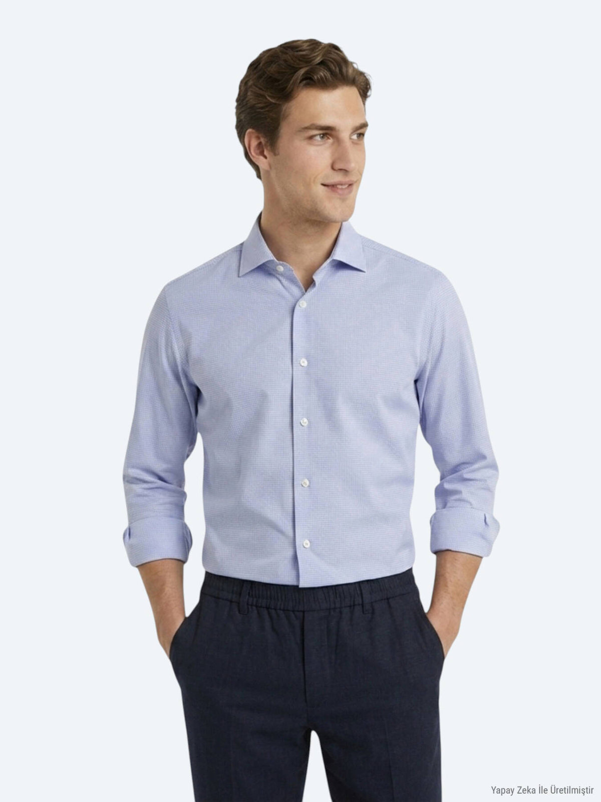 Mavi Mikro Regular Fit Uzun Dokuma Casual %100 Pamuk Gömlek