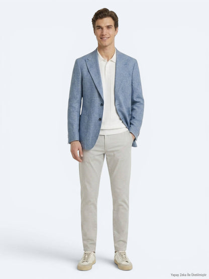 Mavi Modern Fit Keten Karışımlı Ceket