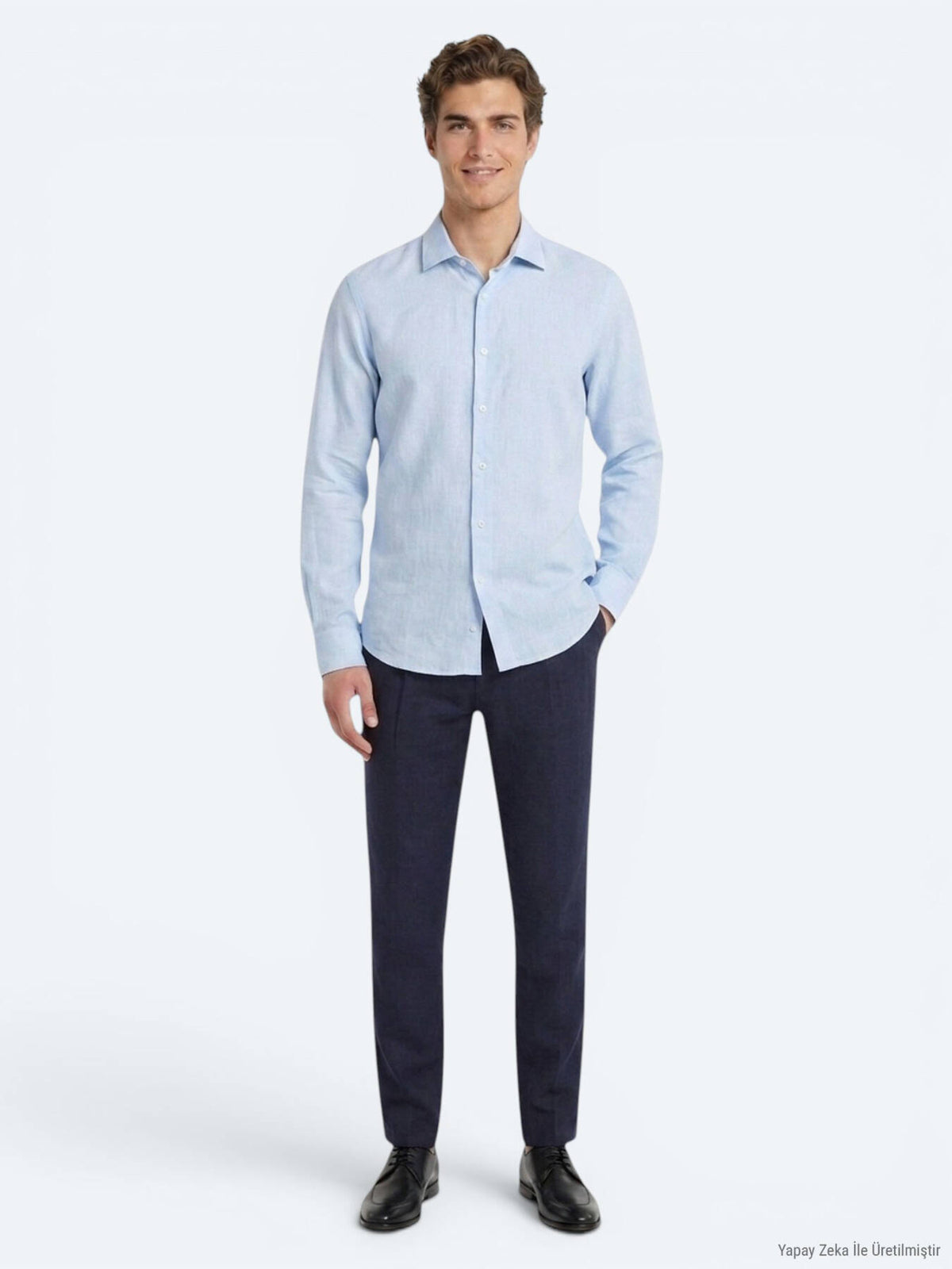 Mavi Regular Fit Uzun Dokuma Casual Pamuk Karışımlı Gömlek