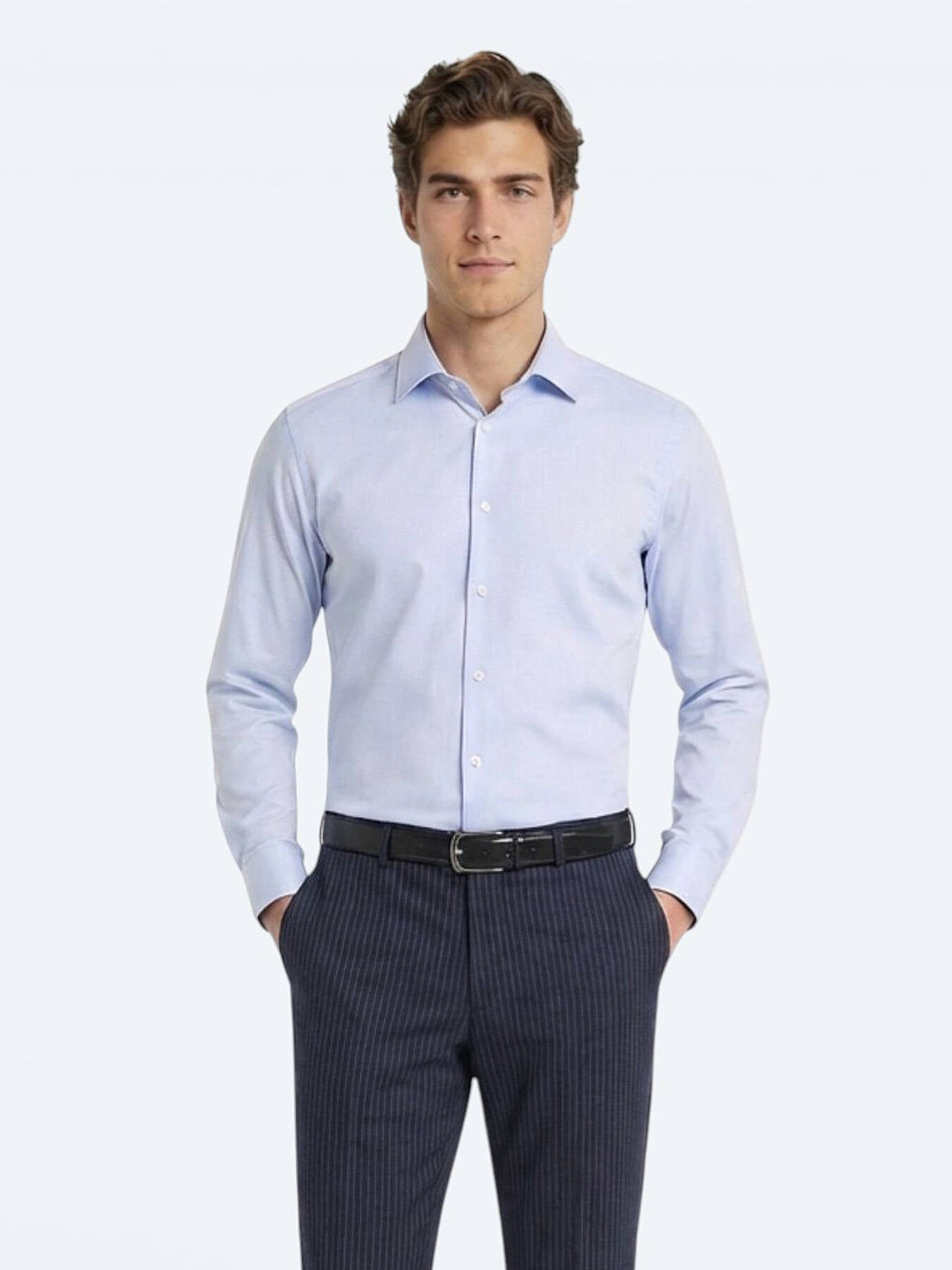 Mavi Slim Fit Uzun Dokuma Klasik %100 Pamuk Gömlek