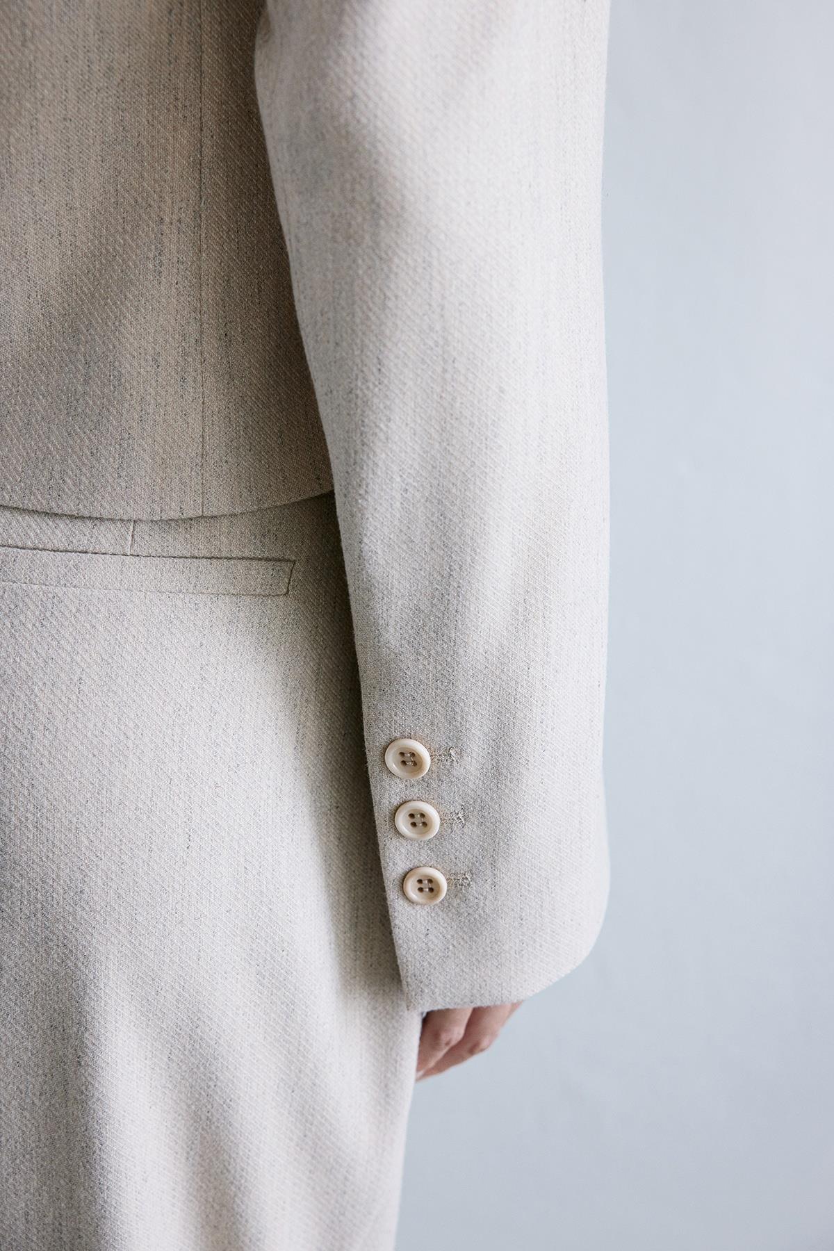 Melanj Dokulu Bej Ceket