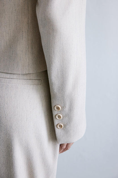 Melanj Dokulu Bej Ceket