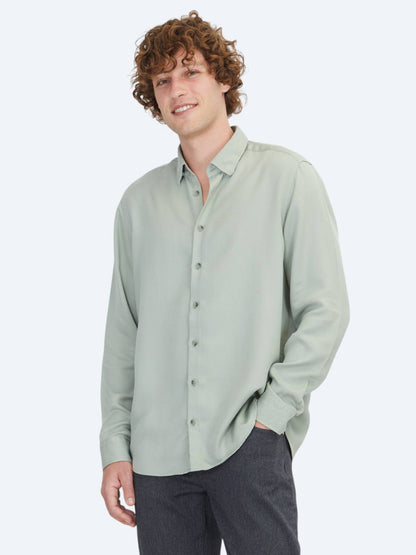 Mint Regular Fit Uzun Dokuma Casual Gömlek