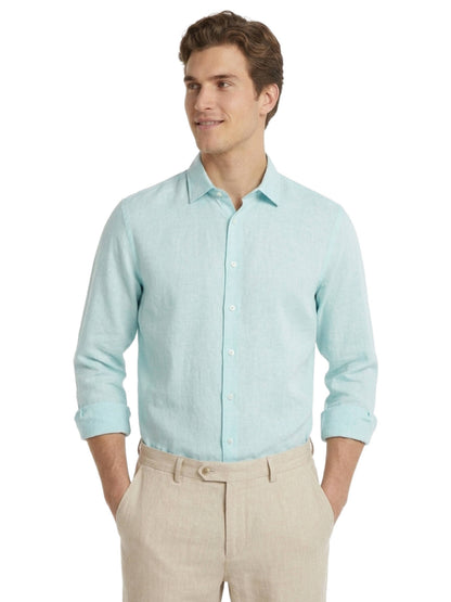 Mint Düz Regular Fit Uzun Dokuma Casual Gömlek