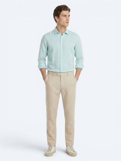 Mint Düz Regular Fit Uzun Dokuma Casual Gömlek