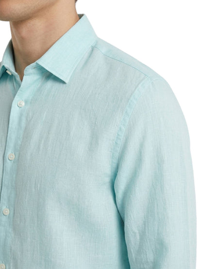 Mint Düz Regular Fit Uzun Dokuma Casual Gömlek