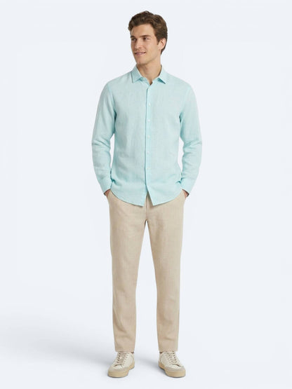 Mint Düz Regular Fit Uzun Dokuma Casual Gömlek