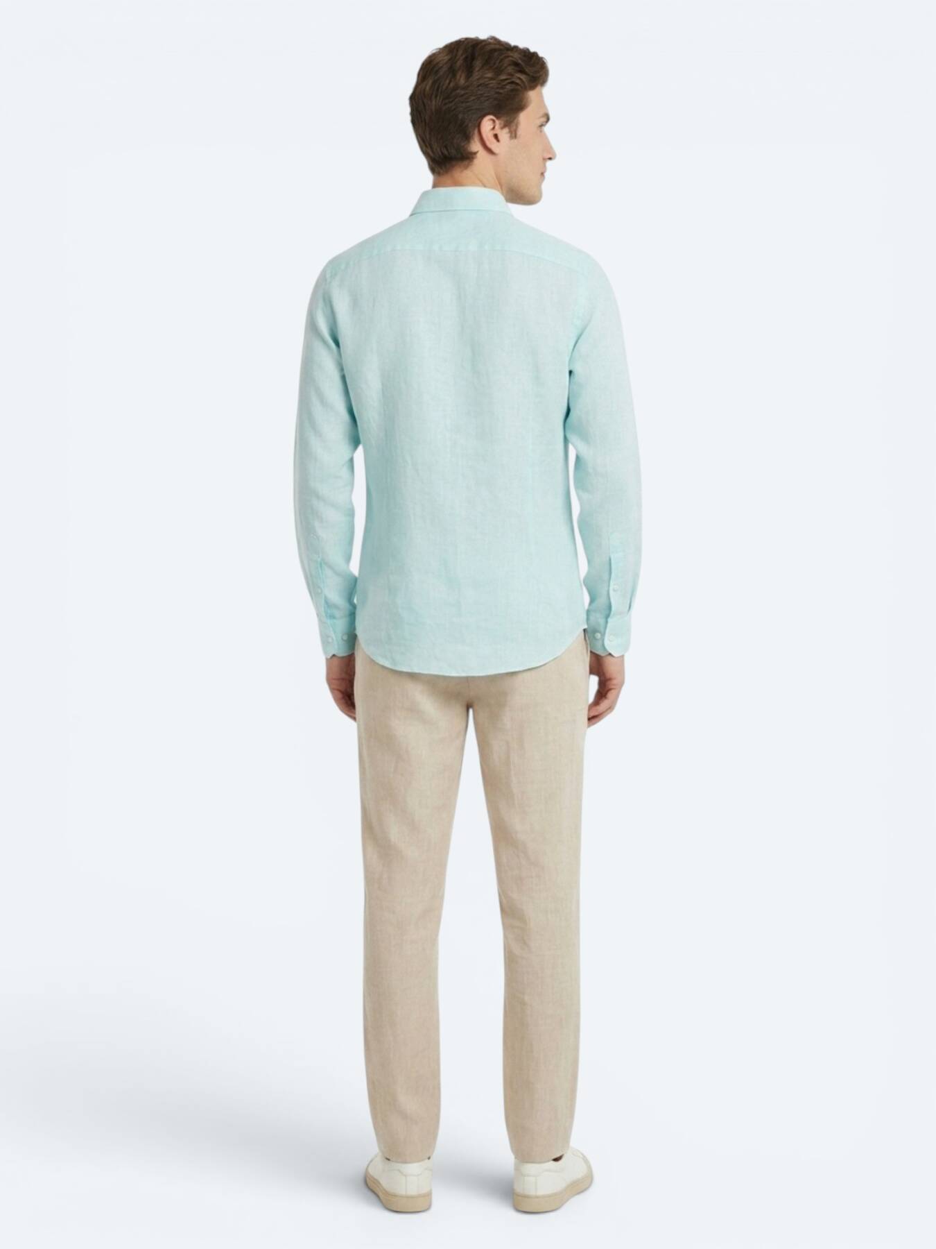 Mint Düz Regular Fit Uzun Dokuma Casual Gömlek