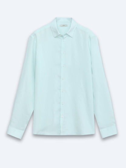 Mint Düz Regular Fit Uzun Dokuma Casual Gömlek