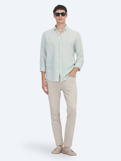 Mint Düz Regular Fit Uzun Dokuma Casual Pamuk Karışımlı Gömlek