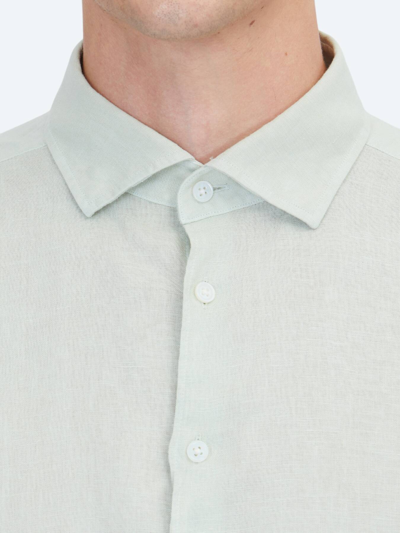 Mint Düz Regular Fit Uzun Dokuma Casual Pamuk Karışımlı Gömlek