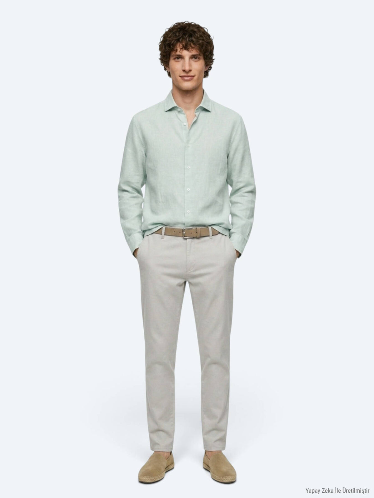 Mint Düz Regular Fit Uzun Dokuma Casual Pamuk Karışımlı Gömlek