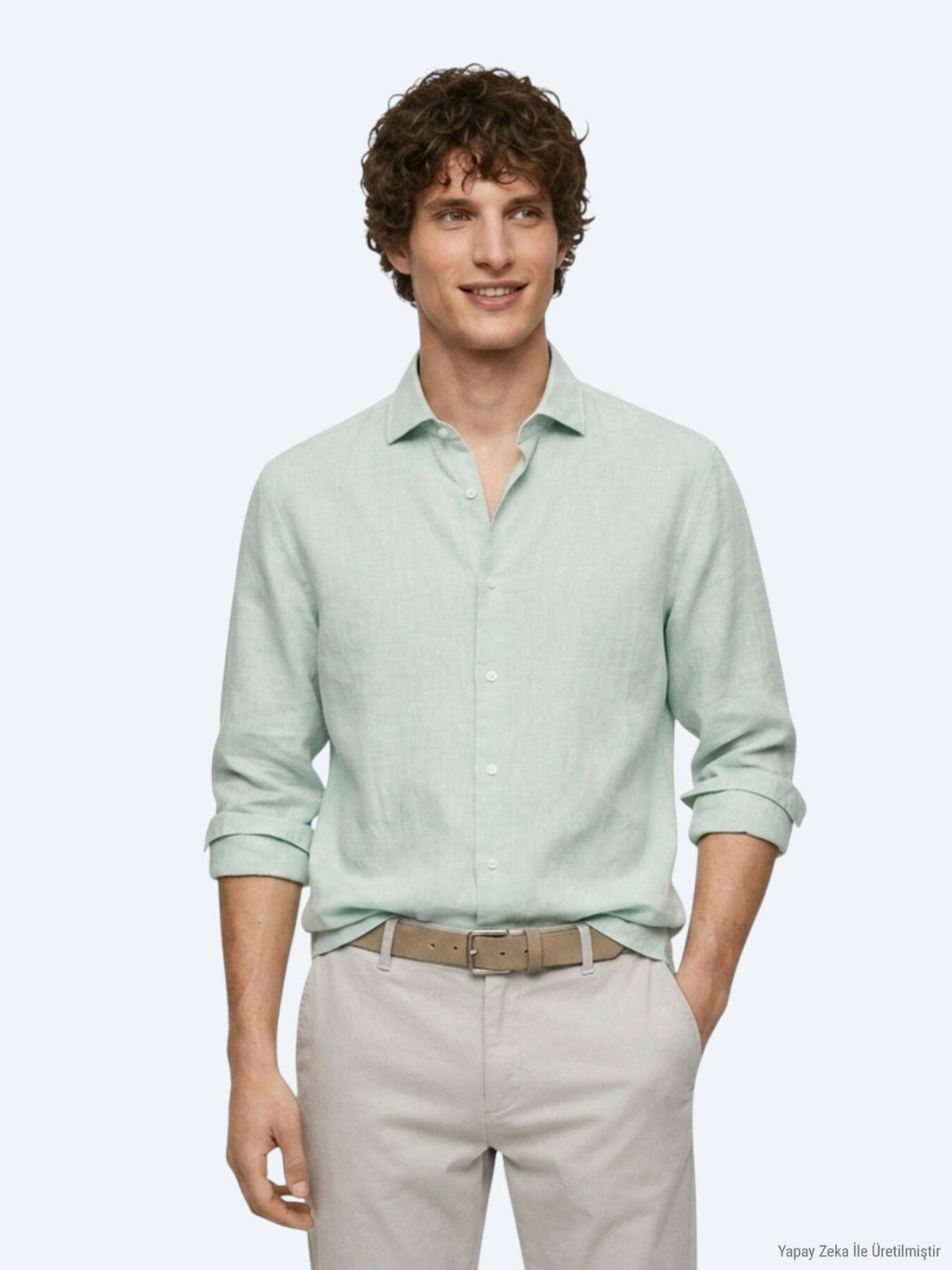 Mint Düz Regular Fit Uzun Dokuma Casual Pamuk Karışımlı Gömlek