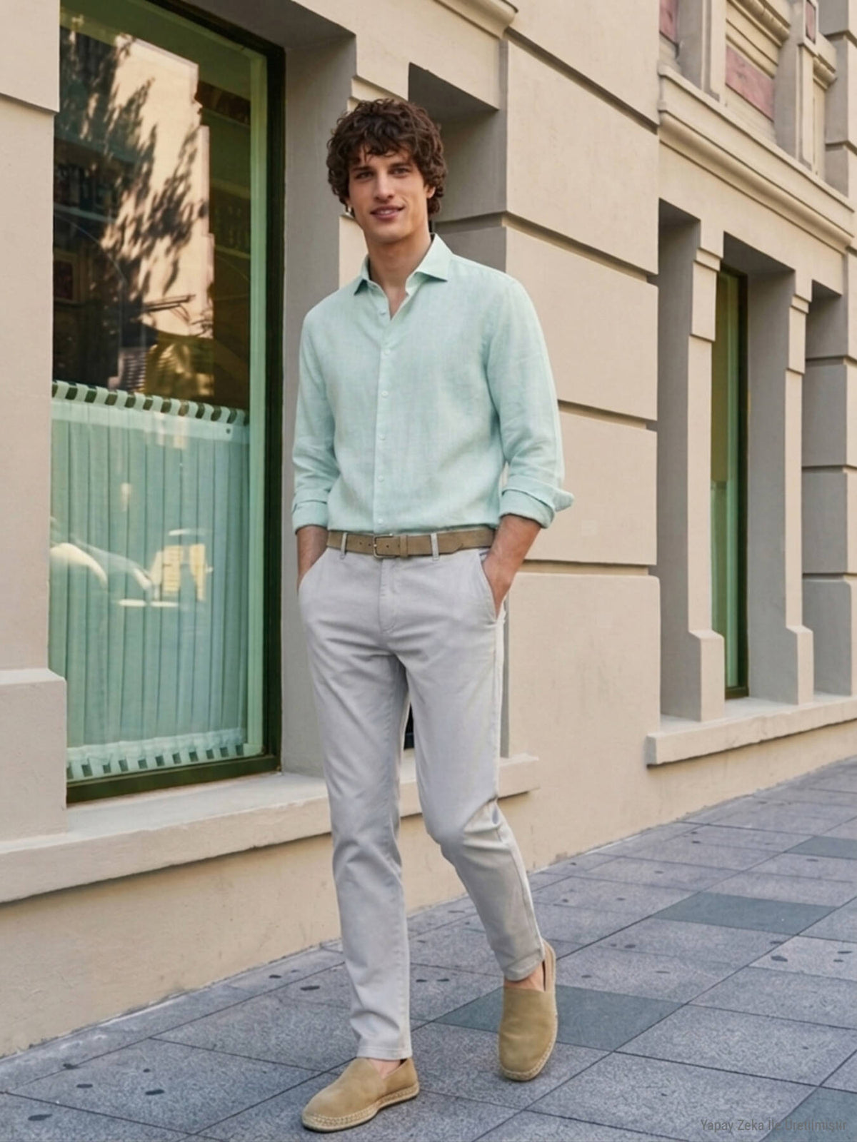 Mint Düz Regular Fit Uzun Dokuma Casual Pamuk Karışımlı Gömlek