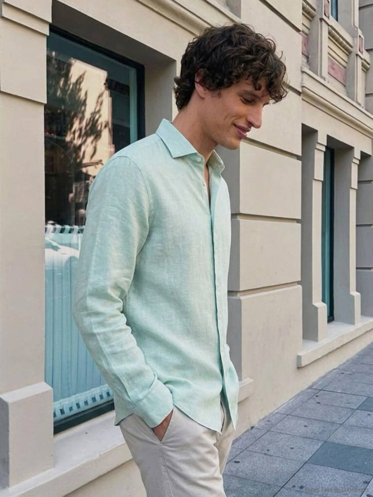 Mint Düz Regular Fit Uzun Dokuma Casual Pamuk Karışımlı Gömlek